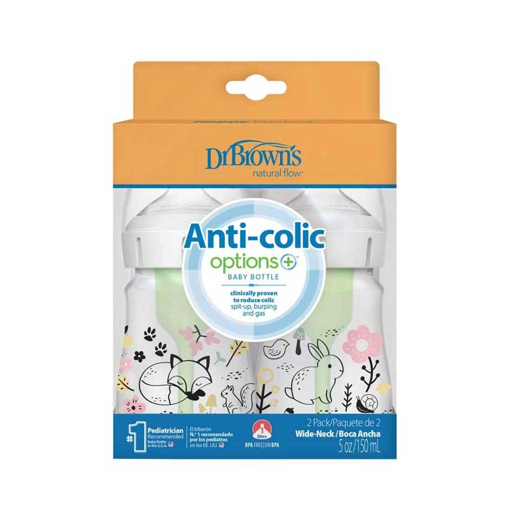 شيشه شير طلقی 150 ميل 2عددی آپشن پلاس عریض طرح جنگل دكتر براون Dr Browns 2 شيشه شير طلقی 150 ميل 2عددی آپشن پلاس عریض طرح جنگل دكتر براون Dr Browns